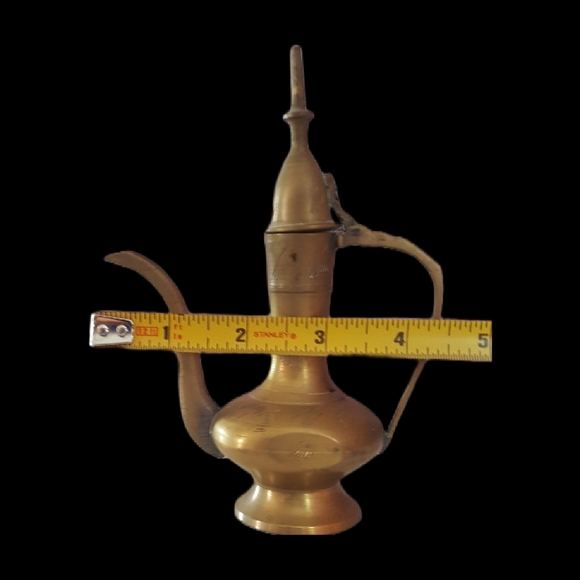 Vintage Brass Pitcher India Etched BOHO Decor - Picture 5 of 5